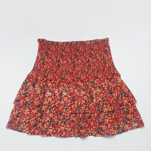 ALIX OF BOHEMIA Floral Maria Carnelian Smocked Layered Mini Skirt/Top Sz M NWT - Picture 3 of 14